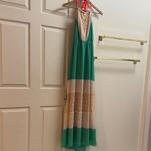 Flying Tomato Green and Cream Maxi Dress